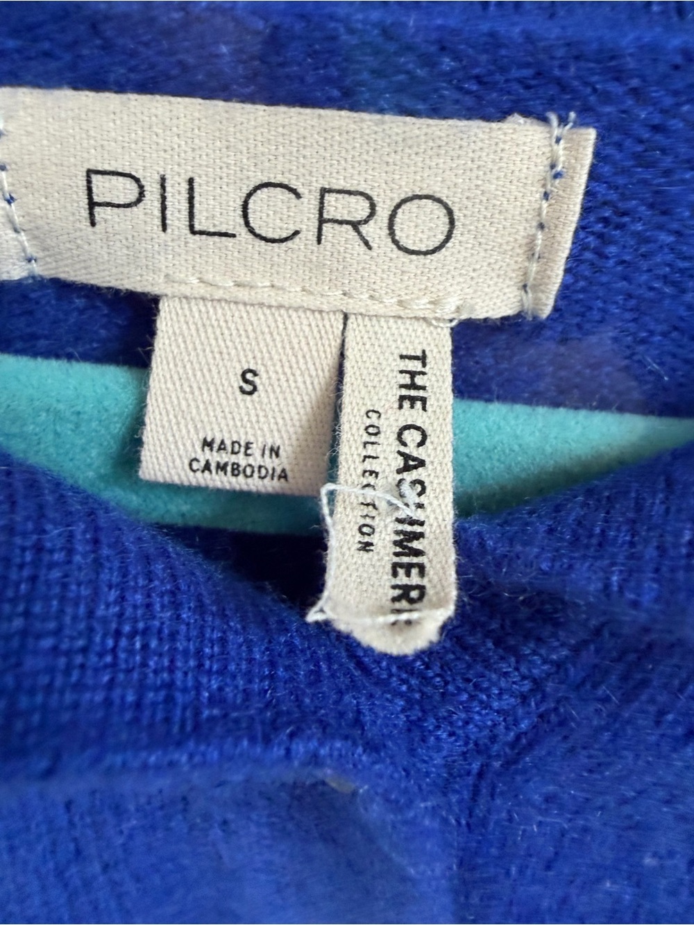 Small Anthropologie pilcro Jensen cashmere cropped collar sweater sapphire blue - Picture 5 of 14
